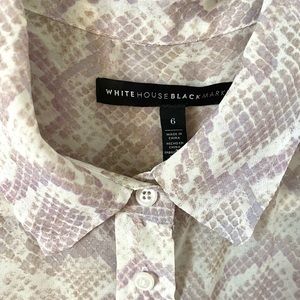 WHBM sz 6 Long Sleeve Collared Wysteria Purple Python Print Soft Shirt